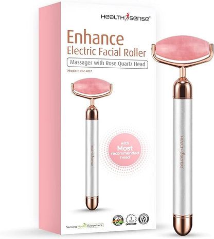 رولر الوجه الكهربائي Enhance من HealthSense برأس الكوارتز الوردي — موديل FR 407